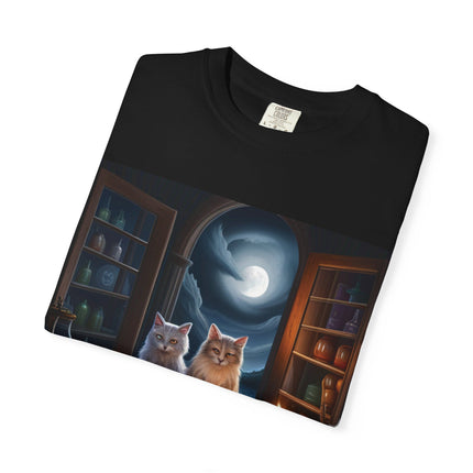 Magical Cats Unisex T-Shirt - Cozy Night Reading Design
