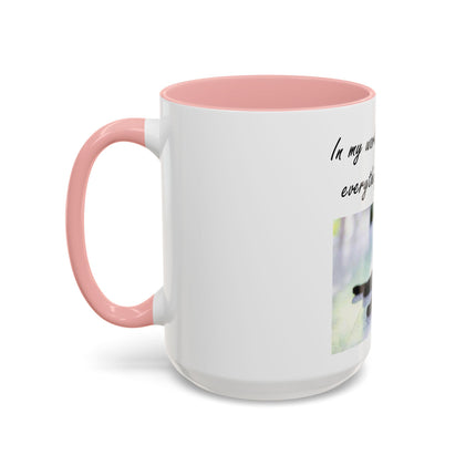 Cat Lover Accent Coffee Mug — "In my world, a cat makes everything BETTER" (11/15oz)