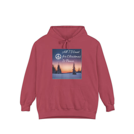 Peaceful Christmas Hoodie – "All I Want for Christmas is Peace" Winter Tree Graphic