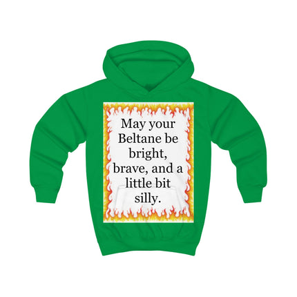 Kids Hoodie — "May your Beltane be bright, brave, and a little bit silly" Flame-Frame Hoodie