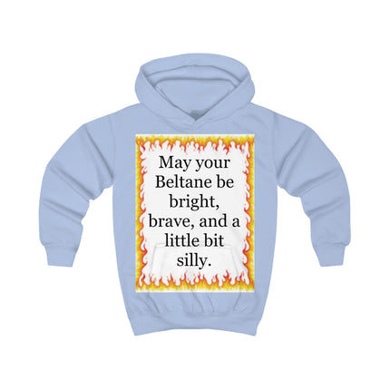 Kids Hoodie — "May your Beltane be bright, brave, and a little bit silly" Flame-Frame Hoodie