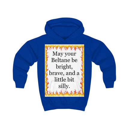 Kids Hoodie — "May your Beltane be bright, brave, and a little bit silly" Flame-Frame Hoodie