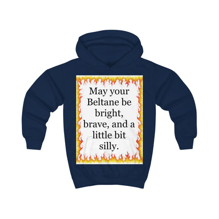 Kids Hoodie — "May your Beltane be bright, brave, and a little bit silly" Flame-Frame Hoodie
