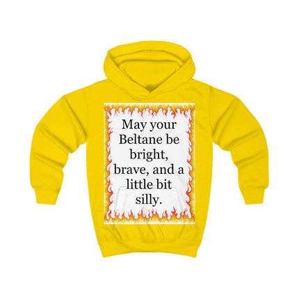 Kids Hoodie — "May your Beltane be bright, brave, and a little bit silly" Flame-Frame Hoodie