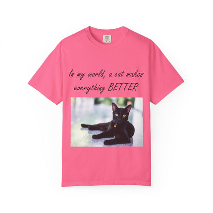 In My World Cat T-Shirt – Unisex Garment-Dyed Tee for Cat Lovers