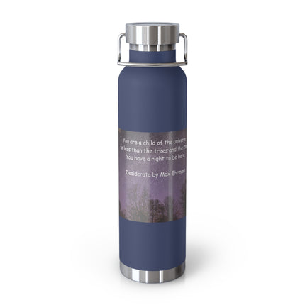 Inspirational Copper Insulated Water Bottle - 22oz with Motivational Quote