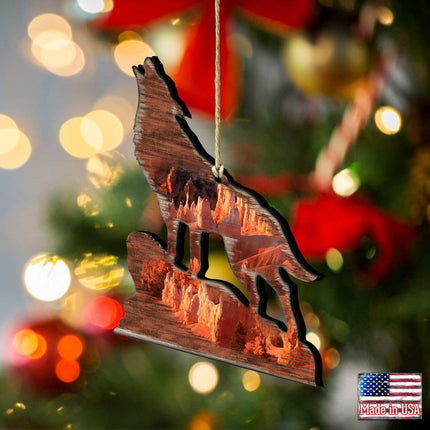 Howling Wolf Wooden Ornaments by G. DeBrekht - Wildlife Holiday Decor - 8198227-3-2