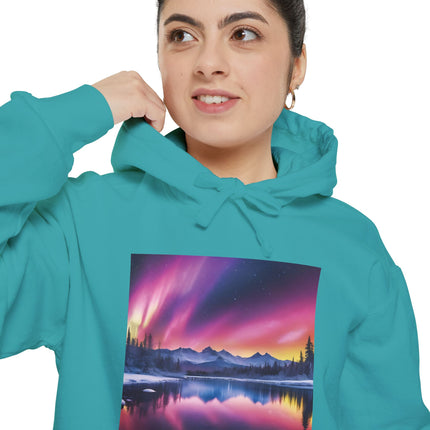 Aurora Mountain Hoodie — Northern Lights Scenic Pullover