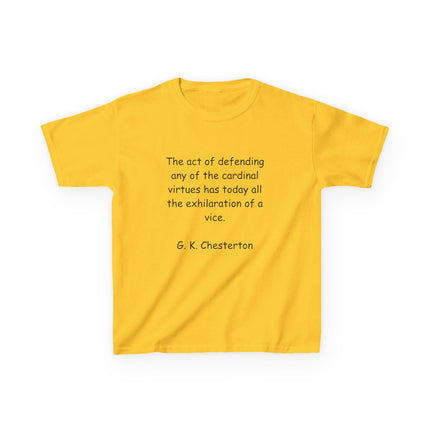 Inspirational Kids Tee – Chesterton Quote on Courage & Virtue