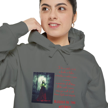 Witch Healer Hoodie — "Blessed Be the Witches" Meditative Witch Prayer Design