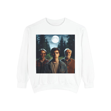 Unisex Garment-Dyed Sweatshirt - Vintage Forest Vibes Graphic