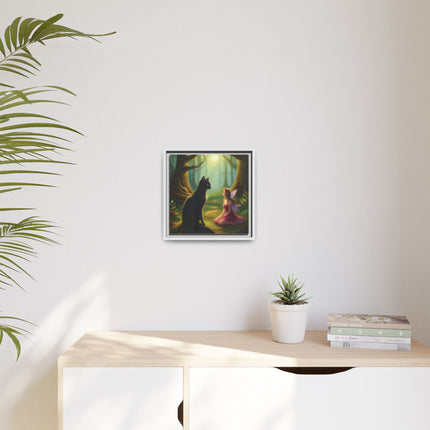 Fairy and Black Cat Forest Canvas – Framed Matte Wall Art