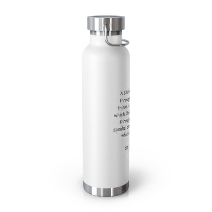 Inspirational Copper Insulated Water Bottle - 22oz with St. Augustine Quote