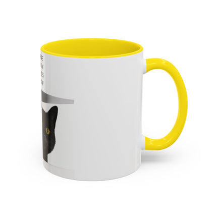 Black Cat Accent Mug – “In the Here In the Now” 11oz Ceramic Cup