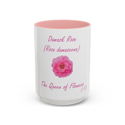 Damask Rose Coffee Mug — "The Queen of Flowers" Botanical Tea Cup