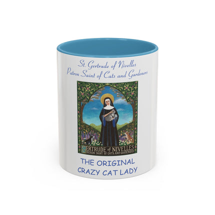 Cat Lover’s Accent Mug – Saint Gertrude of Nivelles, 11oz
