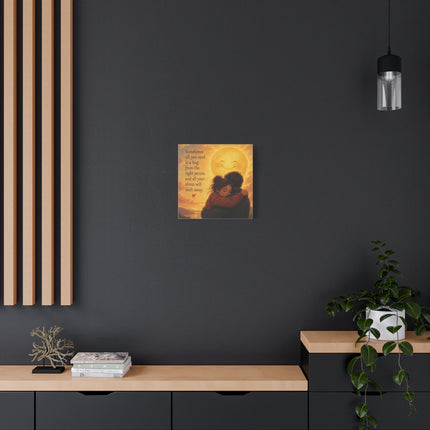 Canvas Wall Art - "Sometimes All You Need Is a Hug" Romantic Sun Hug Print