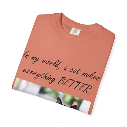 In My World Cat T-Shirt – Unisex Garment-Dyed Tee for Cat Lovers