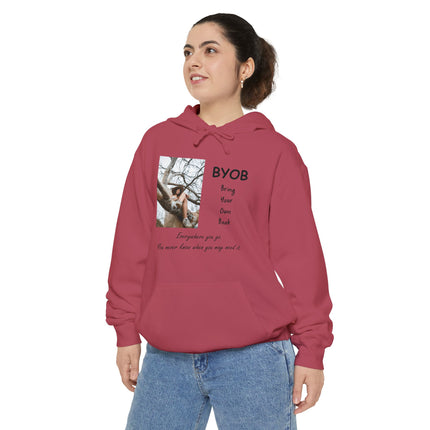 Bring Your Own Book Hoodie — 'B.Y.O.B. Bring Your Own Book. Everywhere you go.' Reader Hoodie