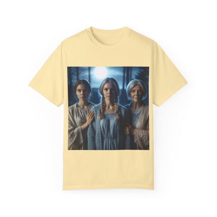 Mystical Sisterhood Tee – Garment-Dyed Shirt of Triple Goddess