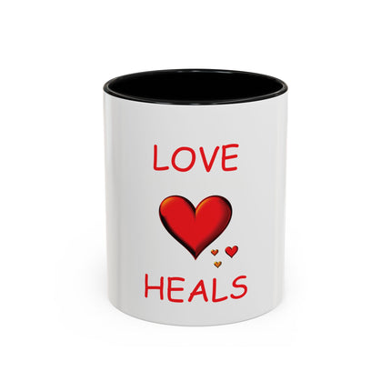 Love Heals Accent Coffee Mug — 11/15oz Heart Healing Gift