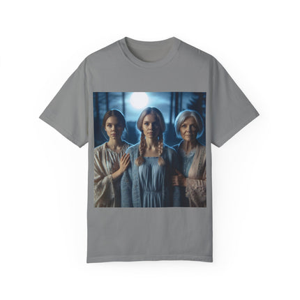 Mystical Sisterhood Tee – Garment-Dyed Shirt of Triple Goddess