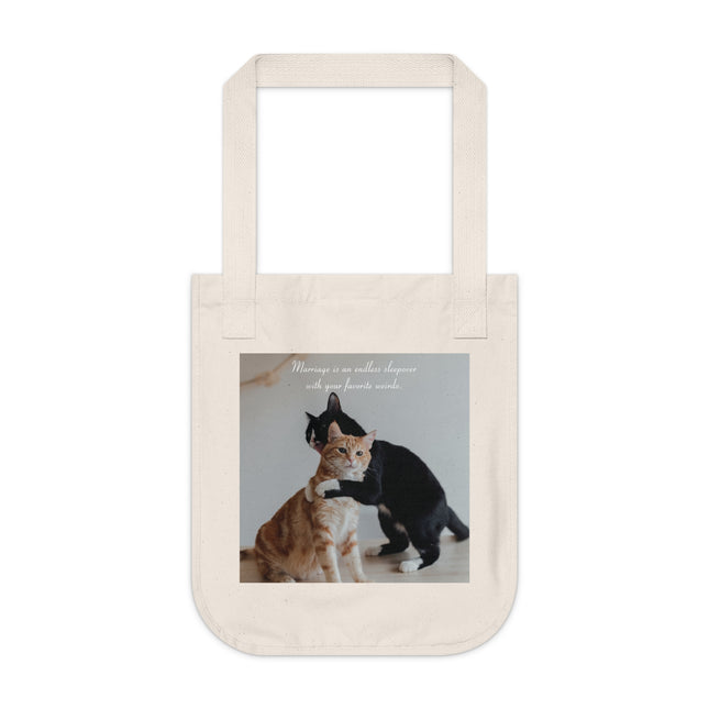 Cat Lovers Quote Tote – Organic Canvas Bag for Quirky Couples