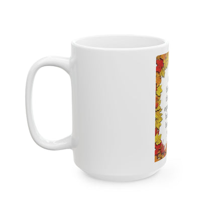 Autumn Equinox Blessings Ceramic Mug (11oz & 15oz) — Fall Leaves Harmony Coffee Cup