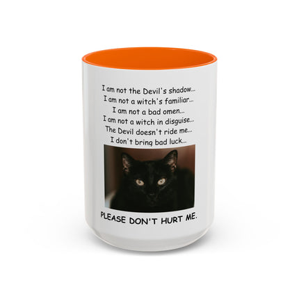Black Cat 'Please Don't Hurt Me' Accent Coffee Mug – Dispelling Superstitions Gift