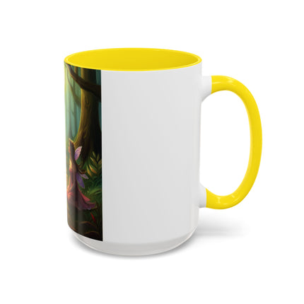 Mystical Fairy & Cat Mug – Enchanted Forest Design, 15oz Accent
