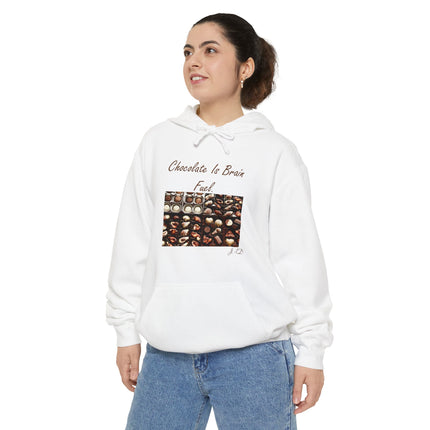 Chocolate Lover Hoodie — "Chocolate Is Brain Fuel" Photo Print