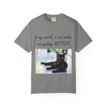 In My World Cat T-Shirt – Unisex Garment-Dyed Tee for Cat Lovers
