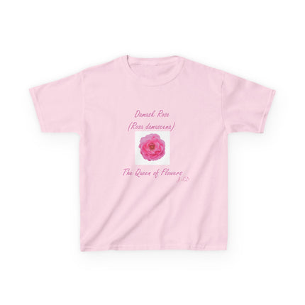 Kids Heavy Cotton Tee – Damask Rose Floral Design