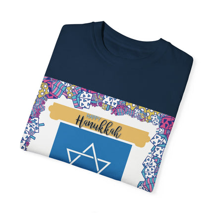 Happy Hanukkah Tee – Unisex Garment-Dyed Shirt for the Festival of Lights