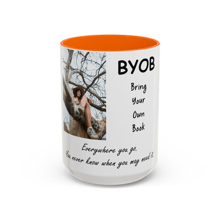 BYOB Accent Mug – “Bring Your Own Book” – 15oz Ceramic for Book Lovers