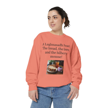 Lughnasadh Feast Sweatshirt — "The bread, the brew, and the bilberry mousse!"