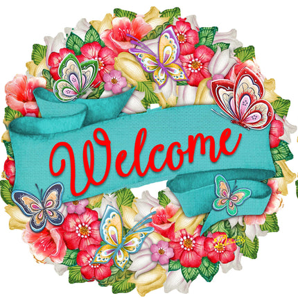 Welcome Flowers Summer Holiday Door Wreath by G. DeBrekht - Easter Spring Decor - 8185303-3H-4