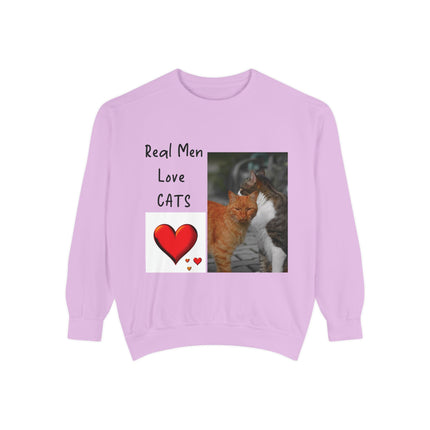 Real Men Love Cats Sweatshirt – Cozy Unisex Garment-Dyed Pullover