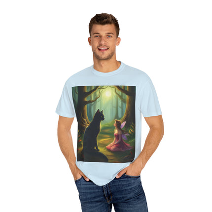 Whimsical Fairy & Cat Tee – Nature-Inspired Unisex Graphic Shirt