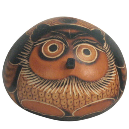 Gourd Owls Sitting Hand-Carved by Artisans from Peru-1