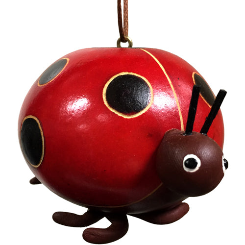 Ladybug Gourd Ornament w/ Ceramic Accents from Peru-0