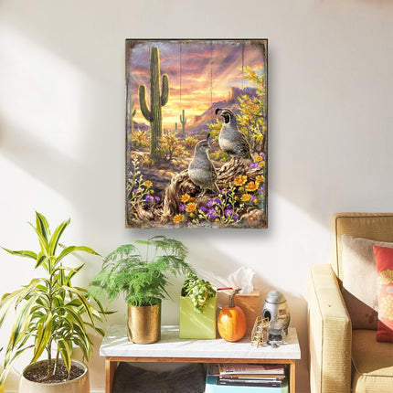 Quail Vista Art Wooden Wall Art by D. Gelsinger - Nature Wildlife Decor - 95654B-1623-3