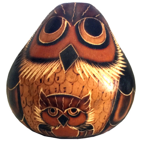 Gourd Mother Owl and Baby from Peru-0