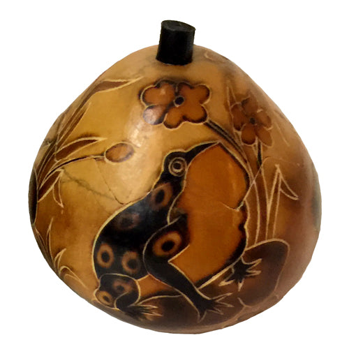 Hand-Carved Frog Gourd Box from Peru-1