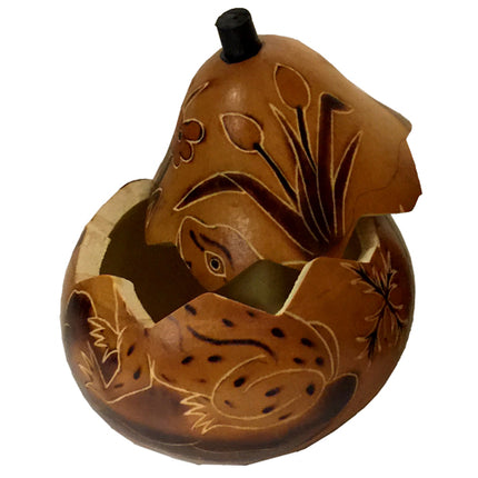 Hand-Carved Frog Gourd Box from Peru-0