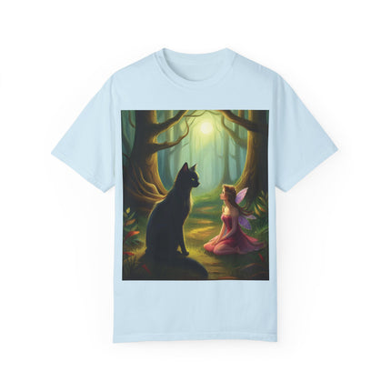Whimsical Fairy & Cat Tee – Nature-Inspired Unisex Graphic Shirt