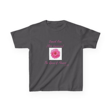 Kids Heavy Cotton Tee – Damask Rose Floral Design