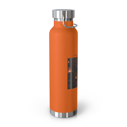 22oz Copper Vacuum Bottle — "Cacao doesn’t wake me up, it brings me home" Warm Rustic Coffee Thermos