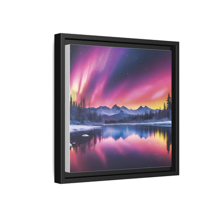 Framed Matte Canvas - Aurora Lake Landscape Wall Art