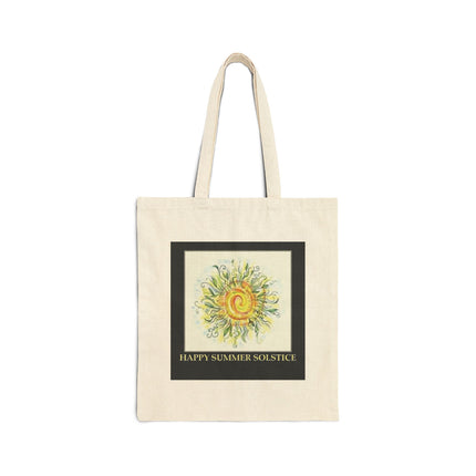 Summer Solstice Tote Bag — "Happy Summer Solstice" Canvas Tote